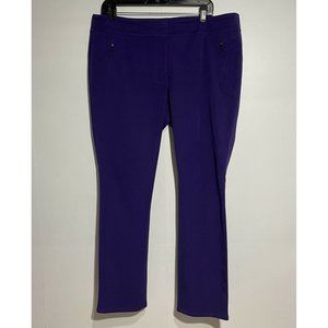 LOFT Women's Size 14 Purple Trouser Stretch Dress Pants zip Front Pockets